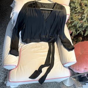 Banana Republic Silky Black Long Sleeve Blouse.